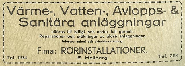 Rrinstallationer E. Mellberg