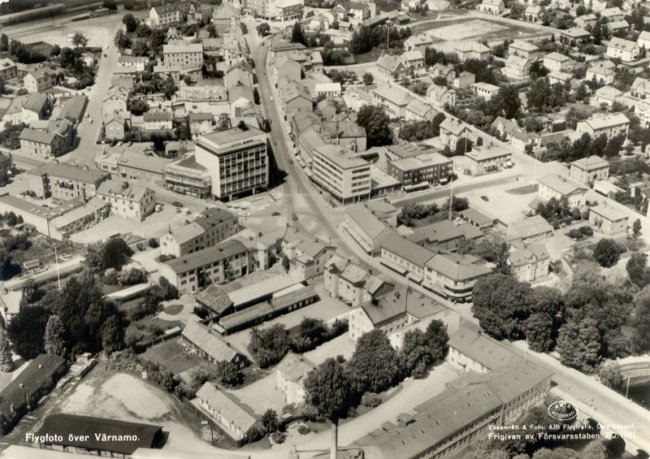 Flygfoto ver centrum av Vrnamo 1961