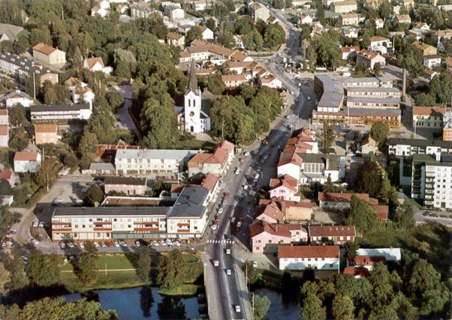 Flygfoto ver centrum av Vrnamo 1971