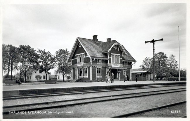 Smålands Rydaholm. Järnvägsstationen (ca 1955).